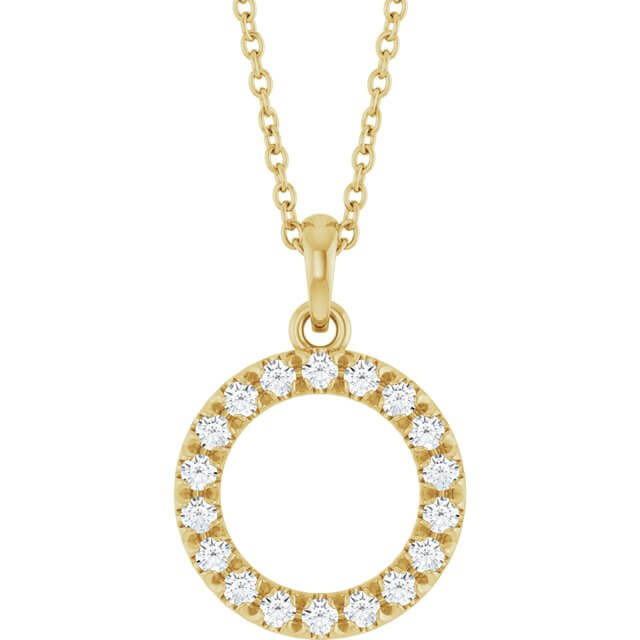 This customizable 14K lab-grown diamond circle pendant necklace is crafted from premium gold or platinum. Eco-friendly, elegant, and perfect for engagements, anniversaries, or any special occasion.