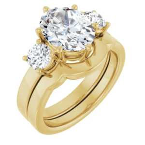 This Oval Lab Diamond Engagement Ring Set is crafted from high-quality 14K yellow gold, featuring a solid construction and polished finish for a luxurious look and lasting durability. Its closed-back ring design ensures comfort while maintaining a timeless aesthetic. The ring weighs 5.00 grams, with a standard weight that balances elegance and practicality.