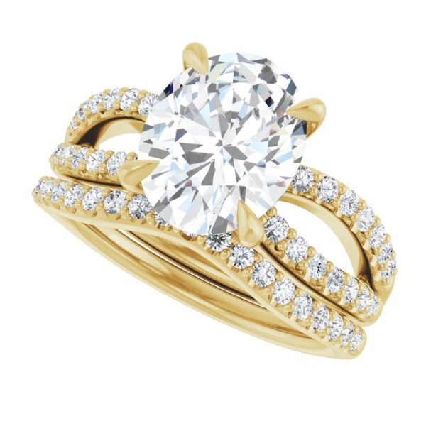 This stunning 2CT Oval Cut Lab Diamond Engagement Ring Set features a sophisticated and timeless design. The ring has a solid construction with a closed-back design, ensuring both comfort and durability. Additionally, its elegant double-band design seamlessly complements its intricate details, making it an exceptional piece.