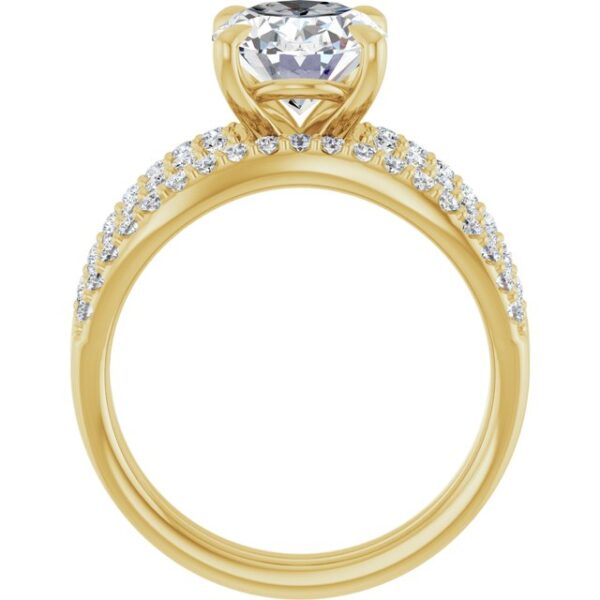 This stunning 2CT Oval Cut Lab Diamond Engagement Ring Set features a sophisticated and timeless design. The ring has a solid construction with a closed-back design, ensuring both comfort and durability. Additionally, its elegant double-band design seamlessly complements its intricate details, making it an exceptional piece.