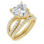 This captivating 2CT Heart Cut Lab Diamond Engagement Ring Set highlights a romantic and elegant design. It has a solid construction with a closed-back design, ensuring comfort and durability. The heart-shaped diamond and double-band pave setting bring an unforgettable charm to this timeless piece.