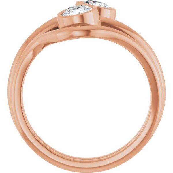 The Double Round Lab Diamond Twist Ring features two sparkling lab-grown diamonds in a unique twisted band design. Crafted in elegant rose gold, this minimalist piece symbolizes unity and love, making it perfect for couples or as a meaningful gift for any occasion.