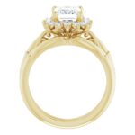 2CT Emerald Cut Lab Diamond Halo Ring Set – Nature-Inspired Band, Perfect for Engagements or Anniversaries